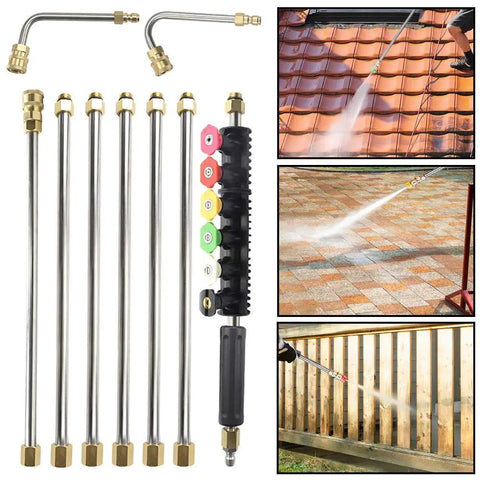 Brass Pressure Washer Extension Wand 120 Inch Telescoping Gutter Cleaning Tool For 4000 PSI Power Washers Replacement Lance with nozzles