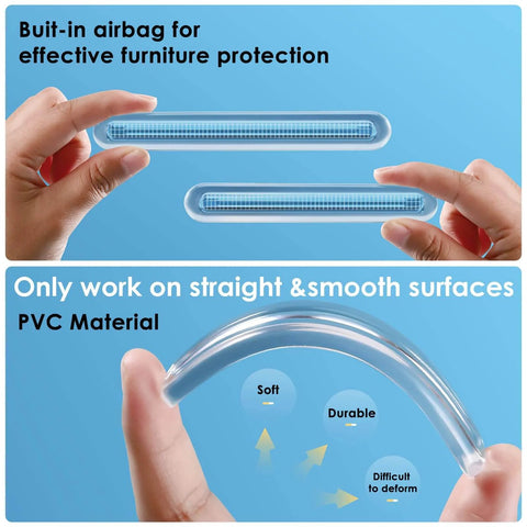 Clear Wall Protectors 6 Pack For Furniture Fridge Door Stopper, built-in airbag, PVC material, shown in hands.