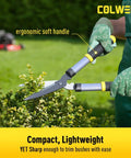 Three Piece Garden Shears Set With Loppers, Hedge Clippers And Pruning Shears, showcasing ergonomic soft grip handles in use