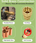 Heavy Duty Brass Garden Hose Swivel Adapter Three Quarter Inch GHT Male To Female Connector With Leak Proof Seal For RVs Garden Car Wash And More Universal Fit For Any Hose System And Quick Connection, solid brass close-up
