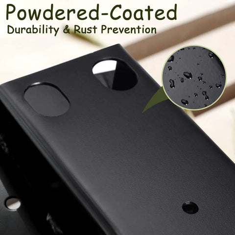 Close-up of Built Tough Four By Four Steel Bracket Kit With Rugged Black Powder Coating showing durability and rust prevention features.