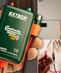 Remote And Local Continuity Tester With Detachable Remote Probe in use for electrical testing