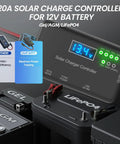Beefed Up 20A 12V Solar Charge Controller With LCD Display for Gel AGM LiFePO4 Batteries