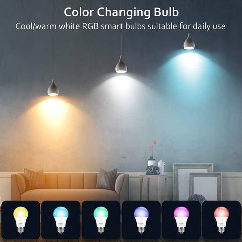 Dope RGB Color Changing WiFi Smart Light Bulbs 3 Pack 7W E26 A19 LED Bulbs For Alexa Google Home Siri scene with mood lighting