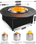 47.8 Inch Fire Pit Surround Tabletop Snaps Right On For Solo Stove Bonfire Ranger Yukon 2.0, showing black powder coated table top with 30.2 inch inner diameter fitted on fire pit.