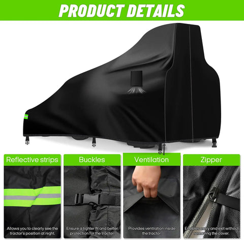 Heavy Duty Universal Tractor Cover Waterproof 600D Oxford Cloth With Air Vent And Reflective Strips Front Loader Backhoe Compatible