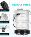 Top Shelf Air Conditioning Ac Compressor With Integrated Clutch Kit Fits Honda Pilot Odyssey Ridgeline Acura Mdx Zdx 3.5L 3.7L showing AC clutch and premium aluminum design.