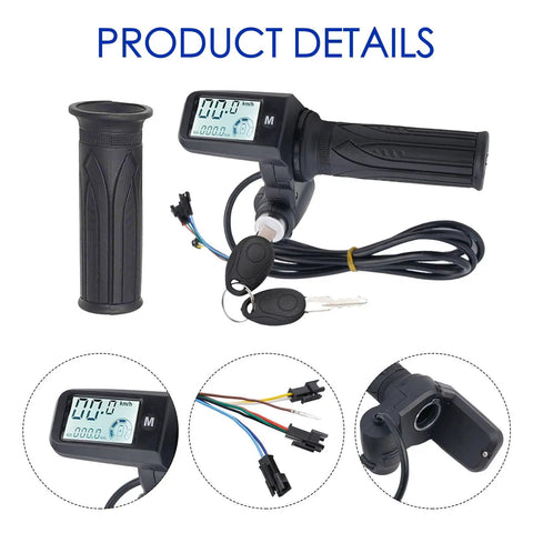 All In One Full Twist Throttle For Electric Bikes And Scooters 6 Pin 36V 48V 60V With LCD Speed Display And Key Switch