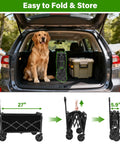 All-Terrain Folding Wagon Cart For Grocery, Camping And More, Heavy-Duty, Collapsible Utility Wagon With 360 Lb Capacity