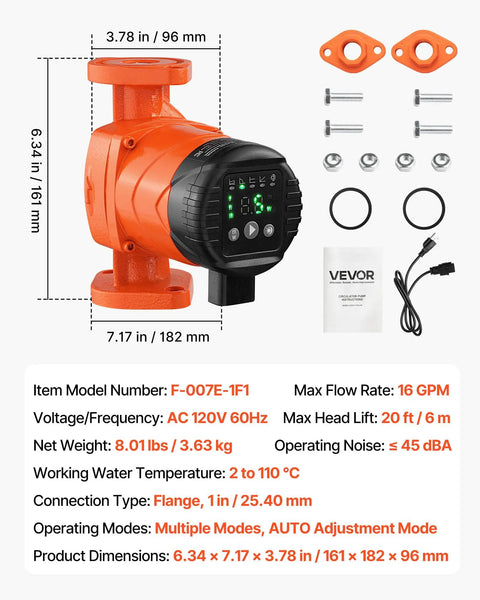 Top Shelf Cast Iron Hot Water Recirculation Pump, 16 Gpm Flow, Dead Quiet Operation, Inline Check Valve, Straightforward Setup.