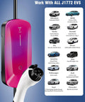 Portable Level 1 And 2 EV Charger With AI Smart Charging next to list of compatible J1772 EVs