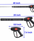Heavy Duty Replacement Pressure Washer Gun With 40 Inch Extension Wand And Universal M22 14mm And 15mm Fittings, 5 Nozzle Tips, 4000 PSI Capacity