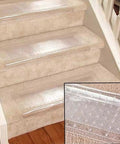 Clear Stair Tread Protectors Set Of 2 24 X 8 Inches Slip Resistant Vinyl Treads With Gripper Teeth For Carpeted Stairs Protection