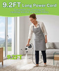 Oviievek Handheld Steam Cleaner With 15 Pcs Accessories And 1050W Fast Heating, 9.2FT power cord for convenient cleaning.