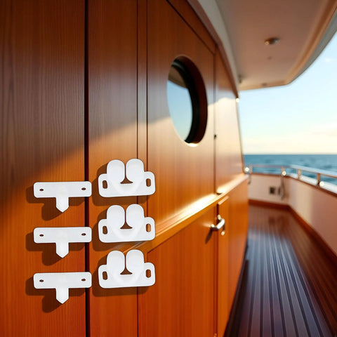 Set Of 3 White Ball Catch Latches For Cabinets And Cupboards Marine Grade Door Closures That Snap With Spring Back Plates Plastic Roller Catches Durable Cabinet Hardware For Home Improvement And Boat Projects. Mounted on a boat cabinet door