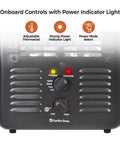 Close-up of controls on Milkhouse Style 1500W Utility Space Heater For Garage And Workshop Portable Electric Heater.