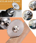 Close-up of circular saw blades from 32 Piece Rotary Tool Accessories Kit Dremel Compatible With Cutting Wheels And Discs.