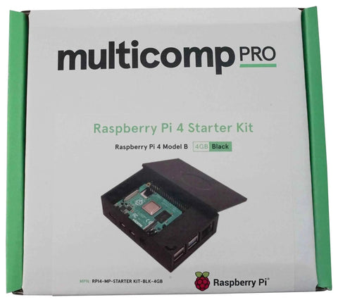 Kickstart Your Coding Hustle With This Dope Black Single Board Computer Bundle Offering Four Gigabyte Memory Hdmi Adapter And Ready To Run Development Tools, showing Raspberry Pi 4 Starter Kit in black case.