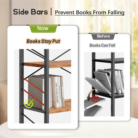 Four Tier Slim Bookshelf For Narrow Spaces Rustic Brown Faux Wood Wall Storage Rack Built For Tight Spots And Tiny Apartments Compact Floor Shelf Organizer Unit