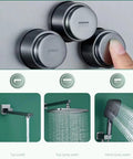 Thermostatic Shower System shower valves with user-friendly controls for tap, top spray, and handheld functions, Brushed Gold.