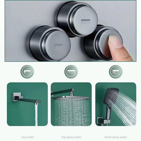 Thermostatic Shower System shower valves with user-friendly controls for tap, top spray, and handheld functions, Brushed Gold.