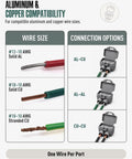 Heavy Duty 2 Port Aluminum To Copper Wire Connectors Pre Filled With Oxide Inhibitor Screw Terminals For Outlet Upgrades Easy No Sweat Install Gray 10 Pack wire compatibility chart.