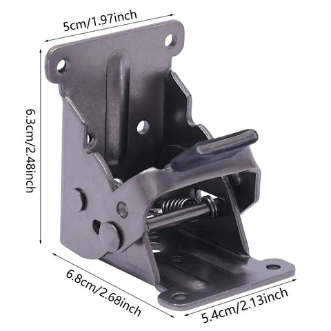 Four Pack Heavy Duty Self Locking Furniture Hinges Engineered For 90 Degree Right Angle Setups, metallic, 6.8cm x 6.3cm size, for tables.