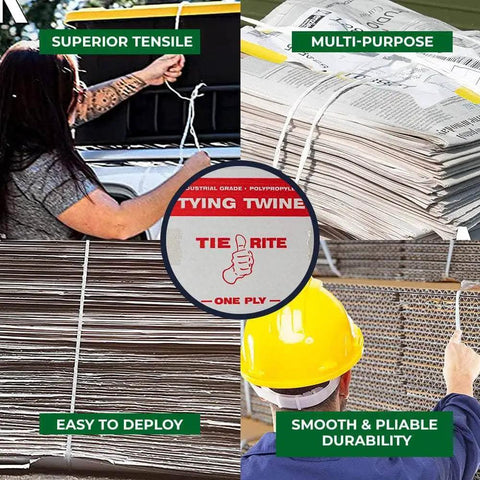 Heavy Duty Polypropylene Tie Twine For Bundling And Packing, Weather Resistant Pull Line, 156 Lb Tensile Strength, 1 Ply, 6300 Ft