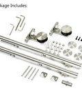 Integrated Soft Close Sliding Barn Door Hardware Kit In Brushed Stainless Steel, Top Mount Track System for Studio Doors, 6.6 Ft Length, Hardware Only