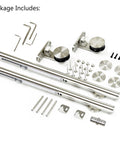 6Ft Integrated Soft Close Sliding Barn Door Hardware Kit, Brushed Stainless Steel Top Mount Track, Studio Style, Hardware Only displayed