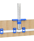 Heavy Duty Cabinet Hardware Jig And Pull Handle Template Featuring Exact Imperial Metric Readouts And Integrated Center Punch on wooden surface