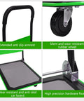 Heavy Duty Flatbed Cart With 660 Lbs Capacity, Platform Hand Truck Foldable Push Cart For Loading And Storage, green alloy steel cart with anti-slip deck and rubber wheel