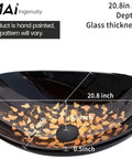Tempered Glass Vessel Sink For Bathroom Oval Brown Above Counter Basin Dope Sleek Look With Faucet And Pop Up Drain