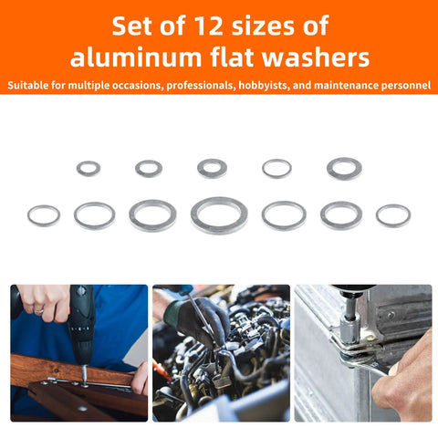 320 Piece Aluminum Oil Drain Plug Crush Washer Kit 12 Sizes M5 To M20 Universal Fit for automotive and small engines