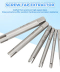 Six Piece Tap Extractor Set for Stripped Screws and Bolts, High Speed Steel Three Quarter Inch Flute Remover Tool
