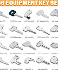 56 Piece Heavy Equipment Master Key Set For Excavators Dozers Loaders And More Universal Heavy Duty Keys For Construction Machines Fits Cat JCB Komatsu Kubota Volvo And More Grind Ready On Site displaying various numbered keys
