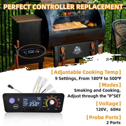 Upgraded Digital With LCD Display Control Board Replacement For Pit Boss Pellet Grills Smokers with LCD and control settings visible