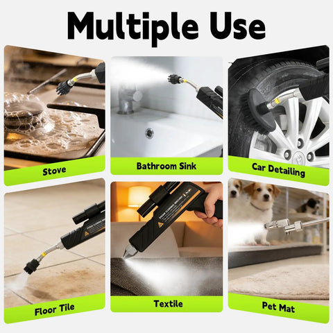 2200W High Pressure Steam Cleaner Portable Steamer cleaning stove, sink, car wheel, floor tile, textile, and pet mat