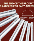 Leather Craft Tools Arc Shaped Half Round Punch Set with labeled ends for easy access, showing various size dimensions.