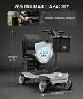 Go-To Long Range Folding Mobility Scooter For Seniors And Adults, 28.5 Mile Electric Power Ride, 265 Lbs Capacity shown folded
