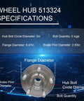 Front Wheel Bearing And Hub Assembly 5 Lug 513324 Fits Jeep Grand Cherokee 2011 2021 And Dodge Durango 2011 2023 Front specifications diagram