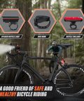 Rechargeable Bike Lights Bundle With Headlight And Taillight, Ultra Bright 250LM shown on mountain bike in forest