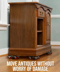 Heavy Duty Furniture Dolly Kit With Wheels Moving Dollies For Appliances And Piano Max 2000 Lb Load Capacity Double Bearings Locks Industrial Grade Roller Set Black Red under an antique cabinet.