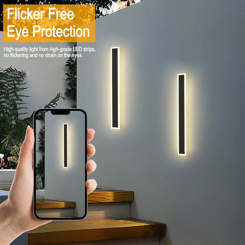 Three Color Change Outdoor Wall Light LED 12W Black Metal Sconce With Acrylic Lens Waterproof Exterior Lighting Fixture