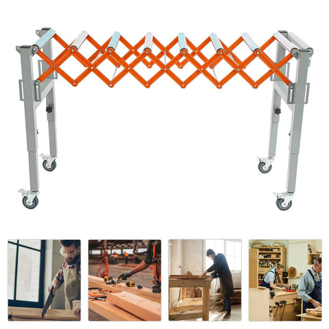 Heavy Duty Adjustable Conveyor Table On Wheels With 110 Lb Capacity Flexible Extendable Roller System For Warehouse And Factory Use Durable Metal Construction For Smooth Pro Grade Workflow