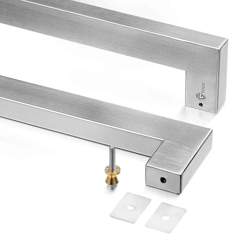 24 Inch Solid Stainless Steel Push Pull Door Handle Kit With Heavy Duty 304 Standoffs Brushed Finish For Barn And Glass Doors, hardware detail