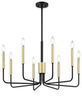 Vintage 8-Light Gold Farmhouse Pendant Chandelier With Black Finish For Kitchen Island Dining Room And Living Room Hanging Candle Light Fixtures Dope Rustic Style Ceiling Light