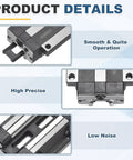 HGW20CC Linear Slider Block Pair with grease fittings for guideway rail CNC machines and 3D printers showing details