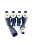 Group of M12 5 Pin B Code Male Circular Connector IP67 Waterproof For Industrial Sensors Straight Unshielded Adapter with Brass Gold Plated Contacts