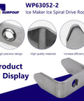 2 Pack Ice Auger Drive Bar WP63052-2 Replacement For Whirlpool Maytag Kenmore Ice Dispenser Yoke, metal parts, close-up view